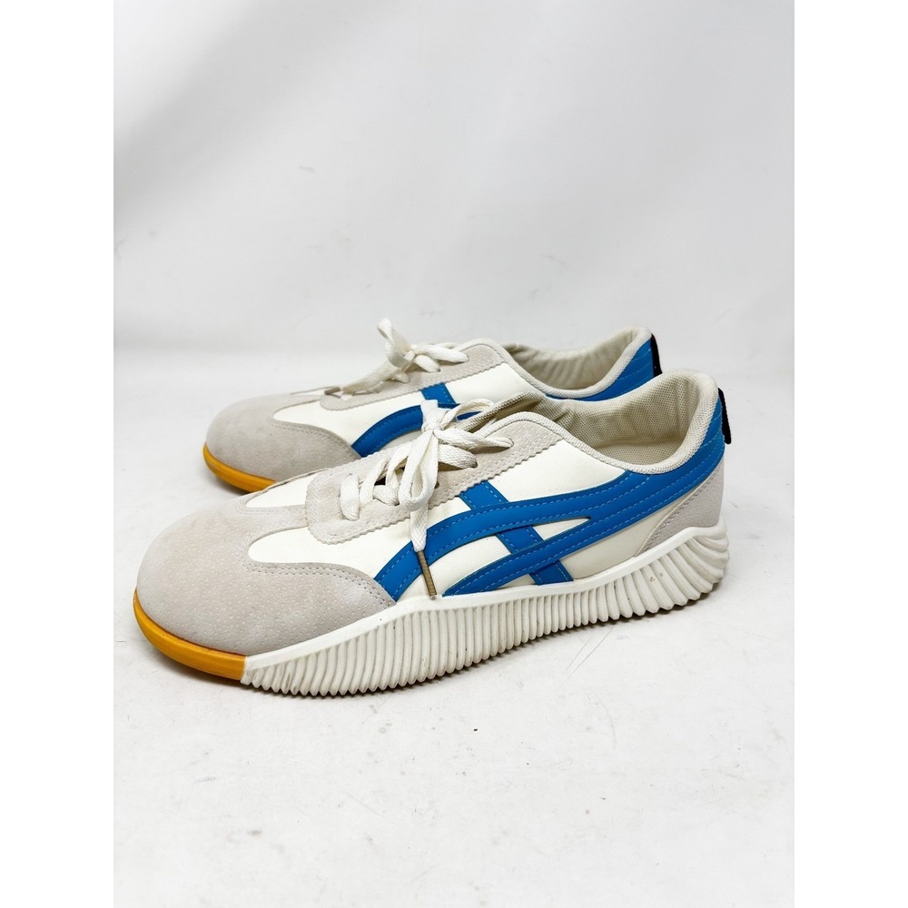 De Florance Womens White Blue Leather Suede Sneakers Size 11 US 43 EUR